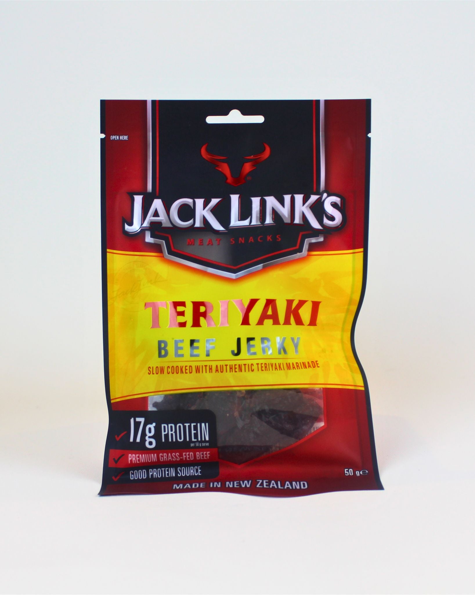 Jack Link's Teriyaki Beef Jerky package on a white background