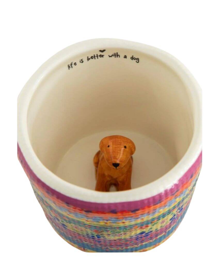 Quirky Fun Gifts NZ cute peekaboo dog mug perfect for gift boxes and fun coffee gifts.