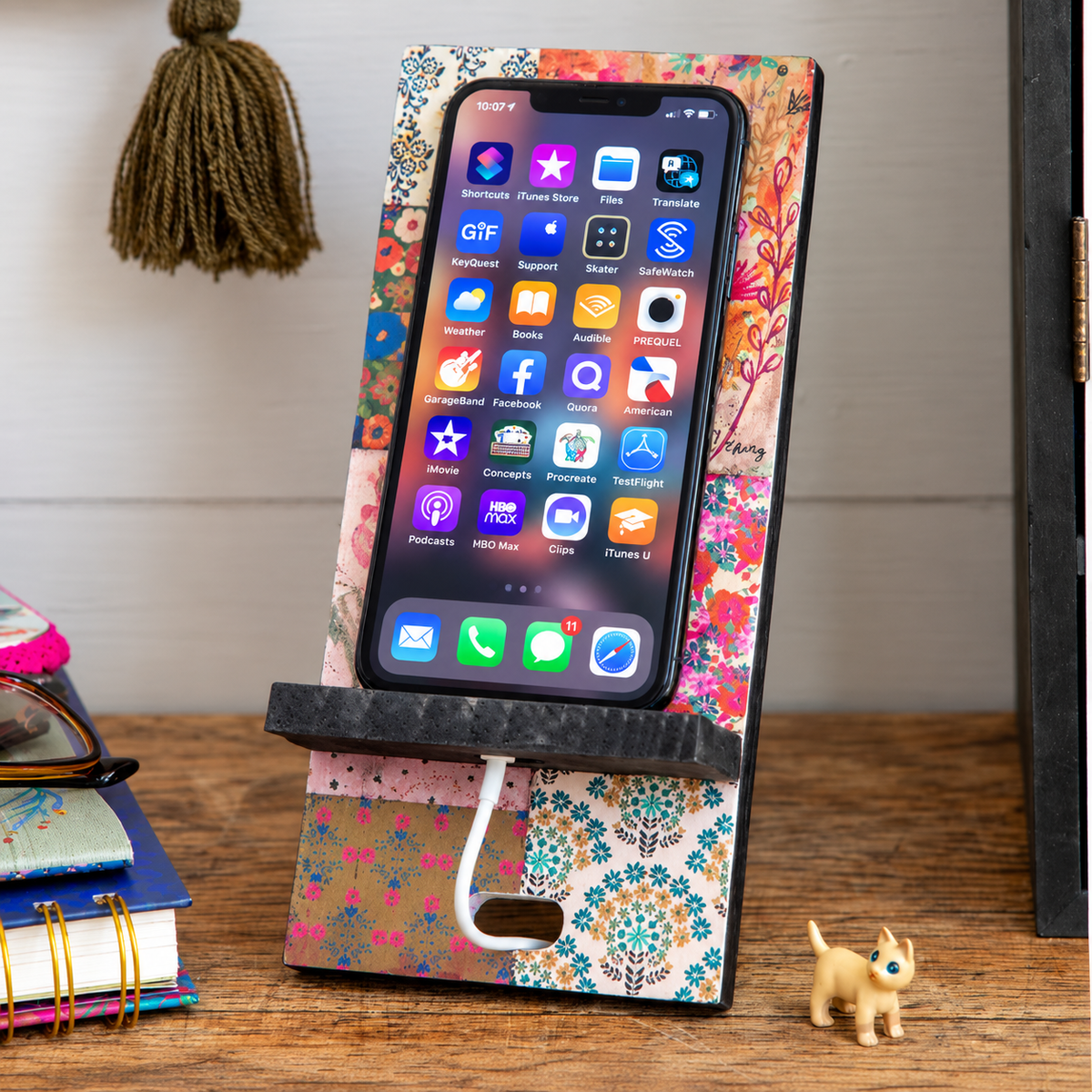 Wooden Phone Stand | Phone & Recipe Card Holder
