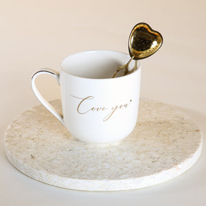 Bone China I Love You Mug and Stainless Steel Heart Diffuser