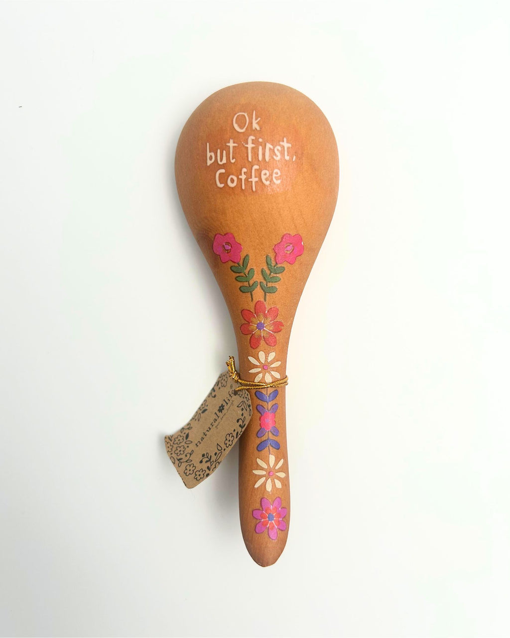 Back view of the adorable wooden coffee scoop by Natural Life – showcasing its smooth finish and natural design. Perfect for gift boxes, hampers, and thoughtful wellbeing gifts NZ. Ideal for coffee lovers who appreciate functional and stylish kitchen accessories.