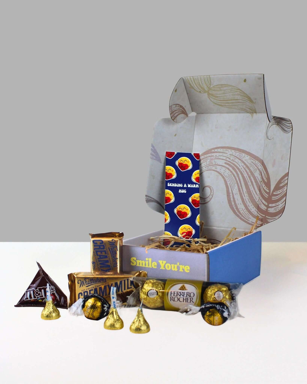 Choccy Cheer Gift Box with assorted chocolates, moustache keepsake box and personalised card — Chocolate Gift Boxes In NZ.