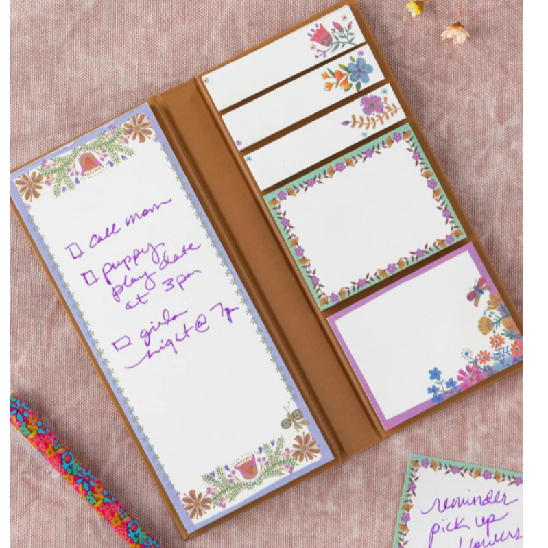 Cute Folk Flower sticky note booklet featuring page flags and memo notes for planners, work and study.
