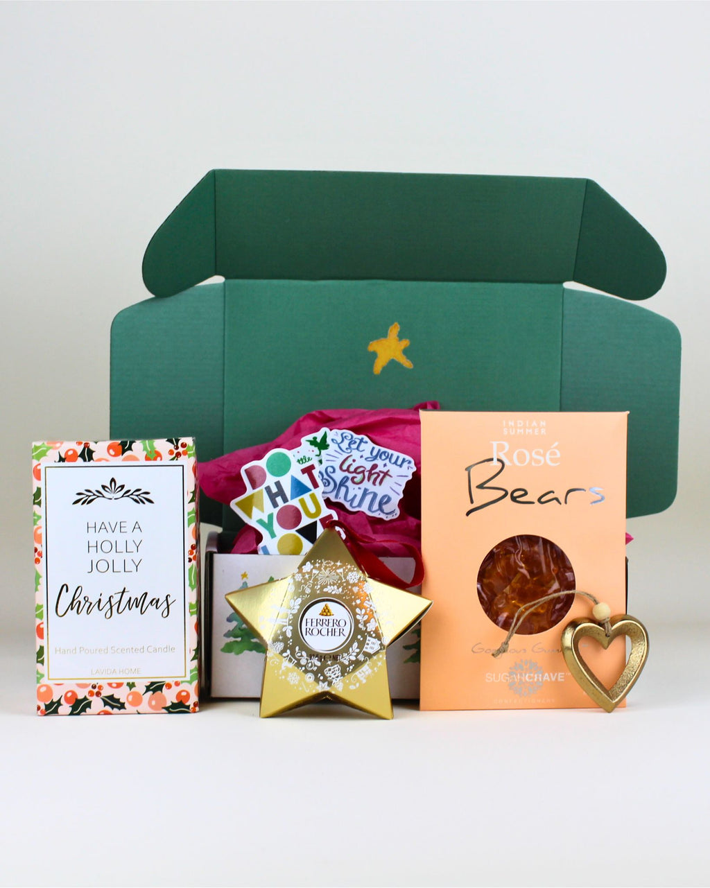 Surprise her with the Elegant Christmas Pamper & Keepsake Gift Box NZ — a beautifully curated set featuring a fragrant Xmas Tango candle, festive treats, a brass tree keepsake, and a personalised card. A luxurious and meaningful Christmas gift she’ll love.