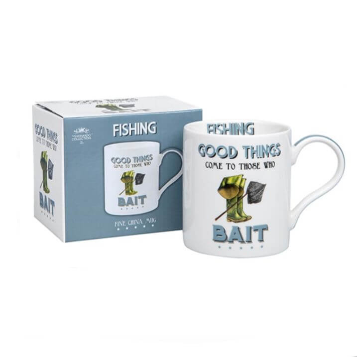 Father’s Day fishing gifts funny fishing mug good things come to those who bait