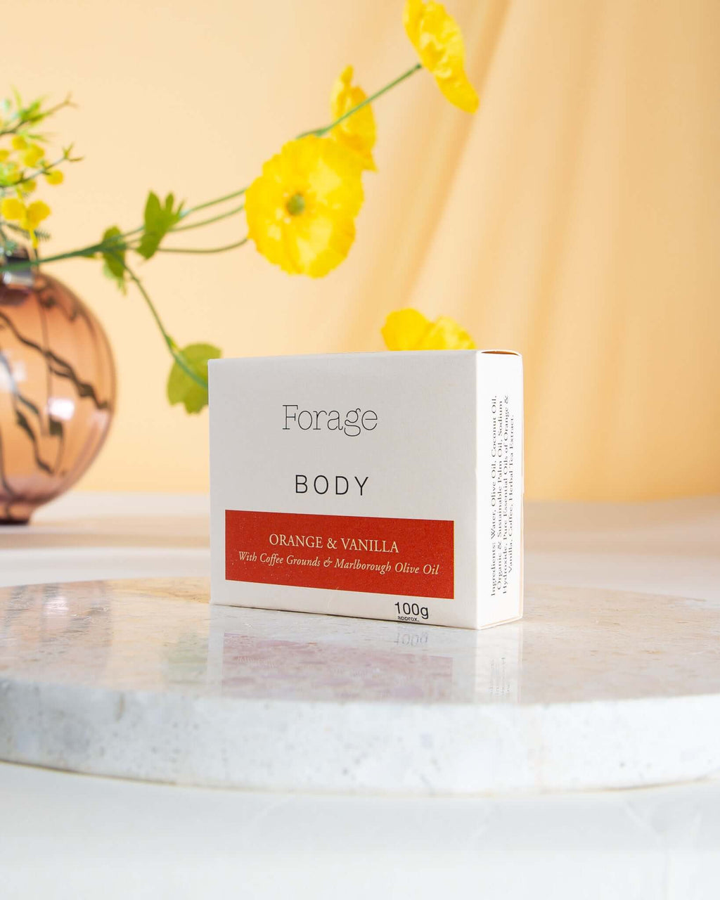 Natural Skincare Gift NZ Forage Orange & Vanilla Body Bar — vegan, eco-friendly soap made with natural ingredients to hydrate, nourish, and care for skin while reducing plastic waste.