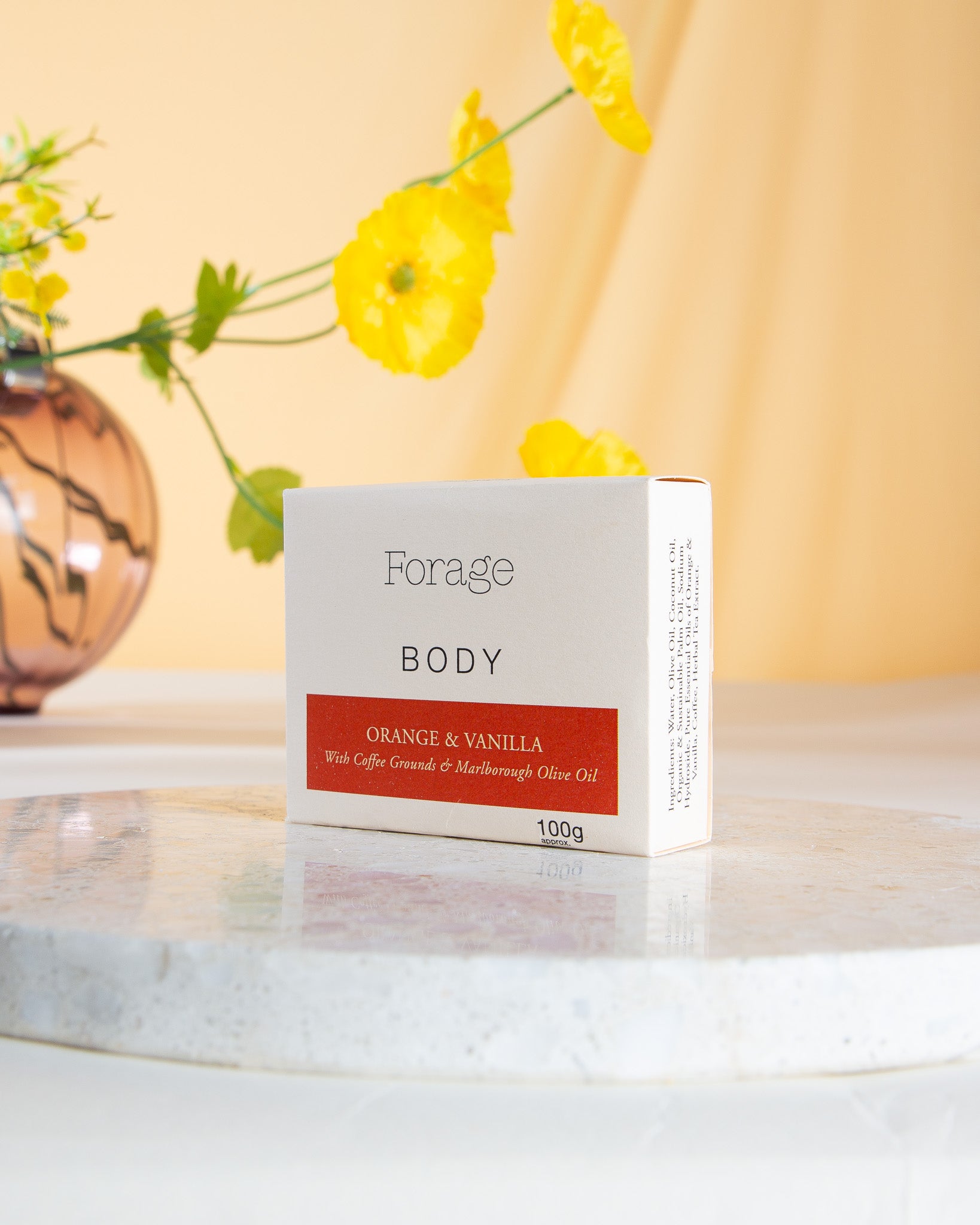 Forage Orange & Vanilla Natural Body Bar is a vegan, eco-friendly soap bar made with nourishing natural ingredients, perfect for hydrating and caring for the skin while reducing plastic waste.