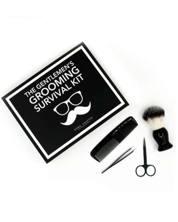 Gifts For Him NZ Gentlemen’s Grooming Survival Kit with comb, shaving brush, tweezers, and nail scissors