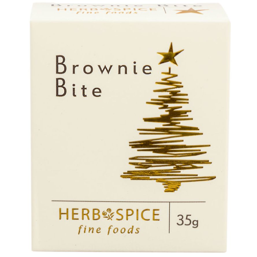 Indulge in a rich, decadent Herb & Spice Fine Foods Brownie Bite, handcrafted in New Zealand. Perfect for gifting, adding to gift boxes, or enjoying a premium chocolate treat any time.