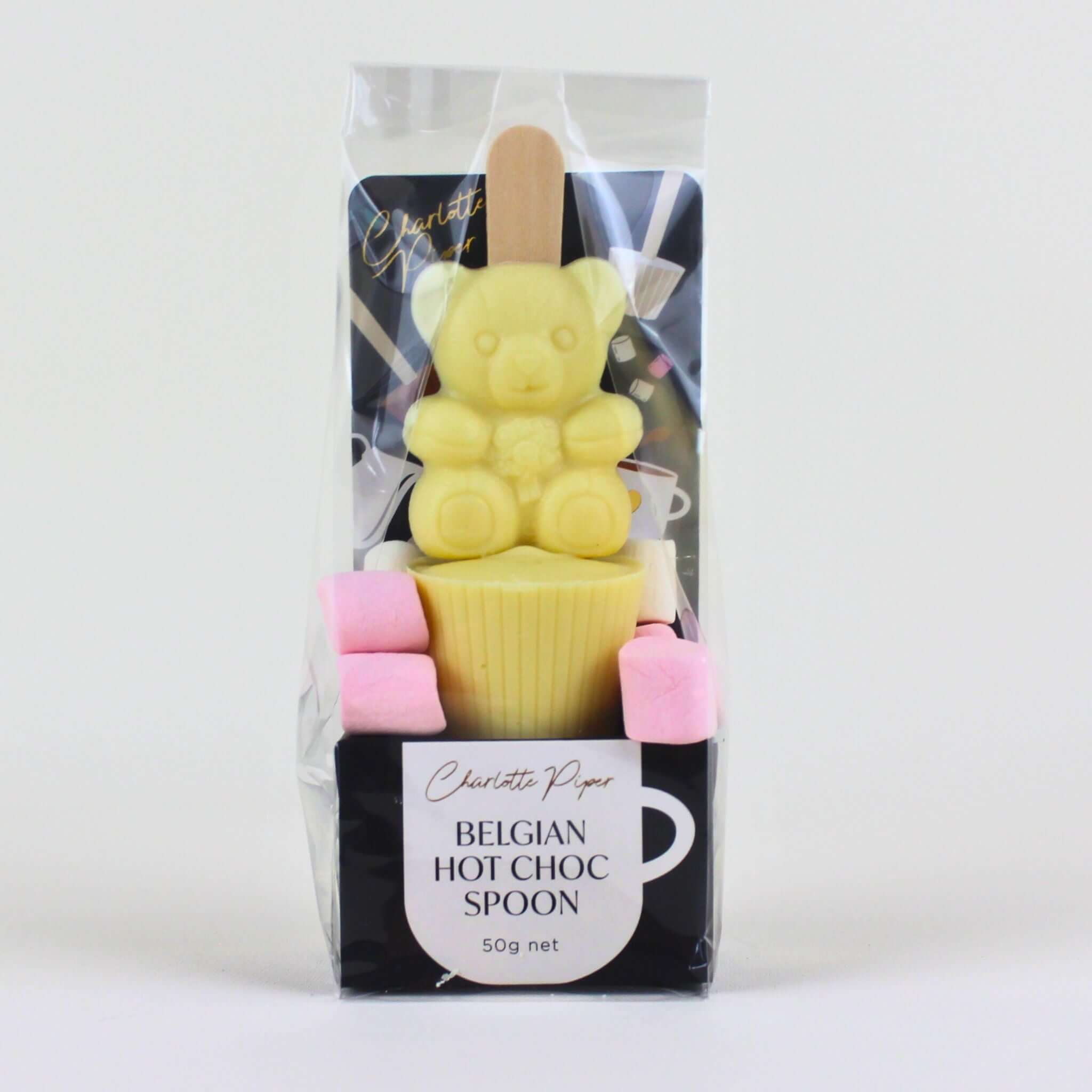 Gourmet Foodie Gifts NZ white chocolate teddy bear spoon for hot milk