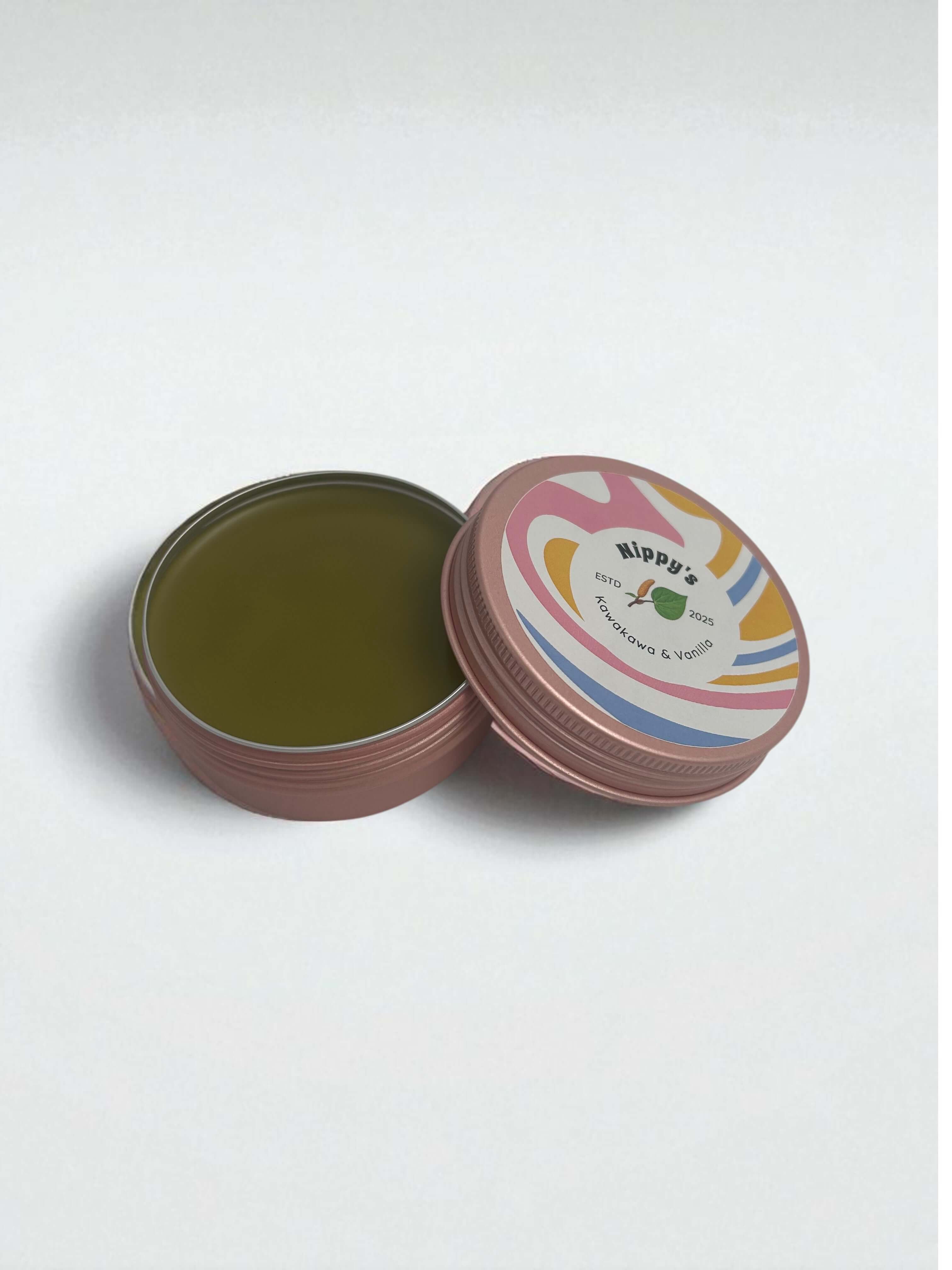 Natural Skincare Gifts NZ — NZ-made Kawakawa & Vanilla Balm that soothes, hydrates, and nourishes skin; perfect for wellbeing gifts, hampers, or thoughtful self-care treats.