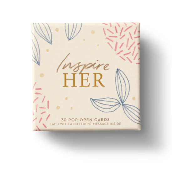 ThoughtFulls Inspire Her pop-open cards with 30 empowering and inspirational messages, perfect as a Build Your Own Gift Box add-on or thoughtful gift in New Zealand.