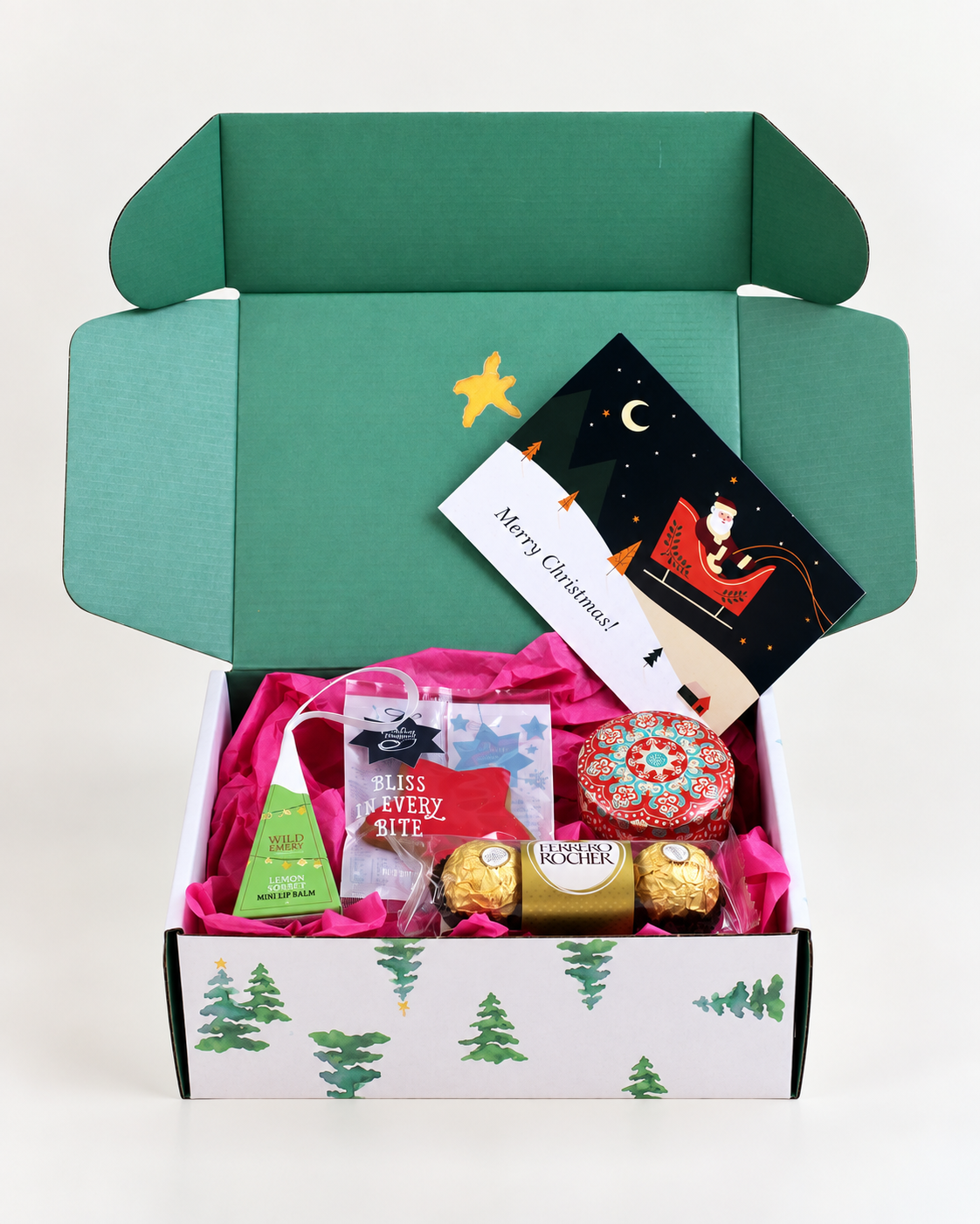Just a Little Something Christmas gift box with cookie, chocolates, candle and lip balm – $29.99 NZ