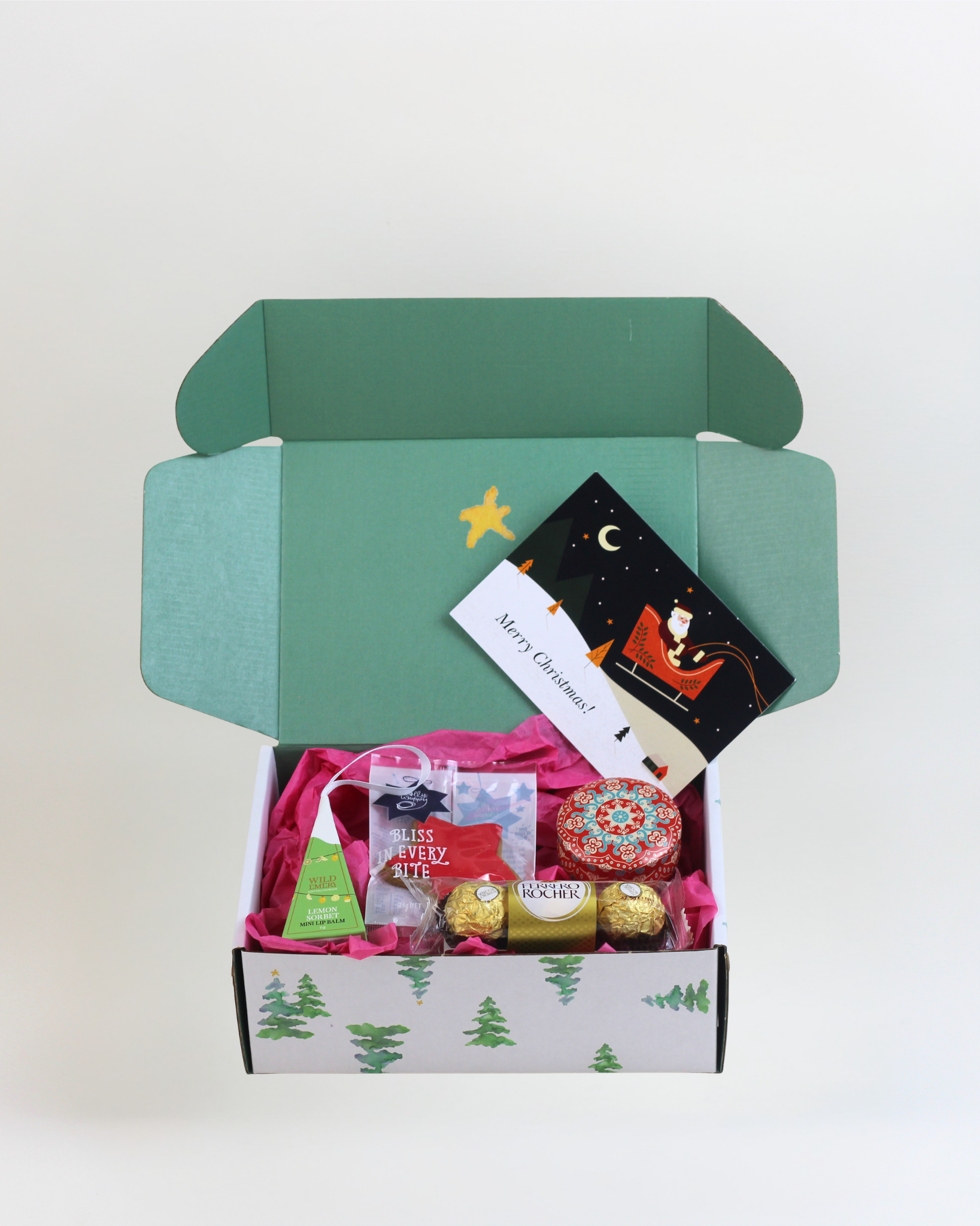 Just a Little Something Christmas gift box with cookie, chocolates, candle and lip balm – $29.99 NZ