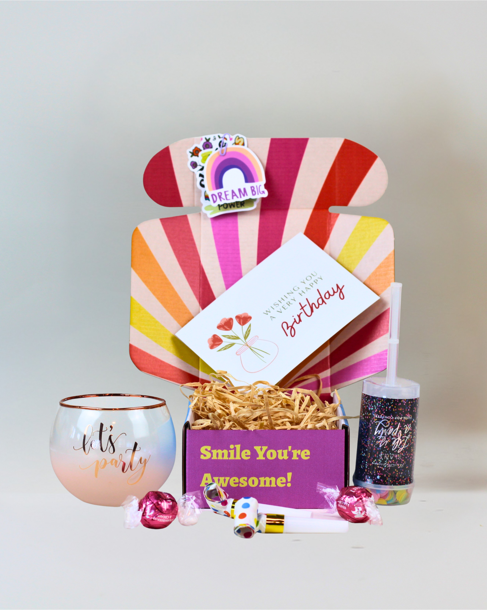 Let’s Party birthday gift box NZ with fun celebration treats and party gifts