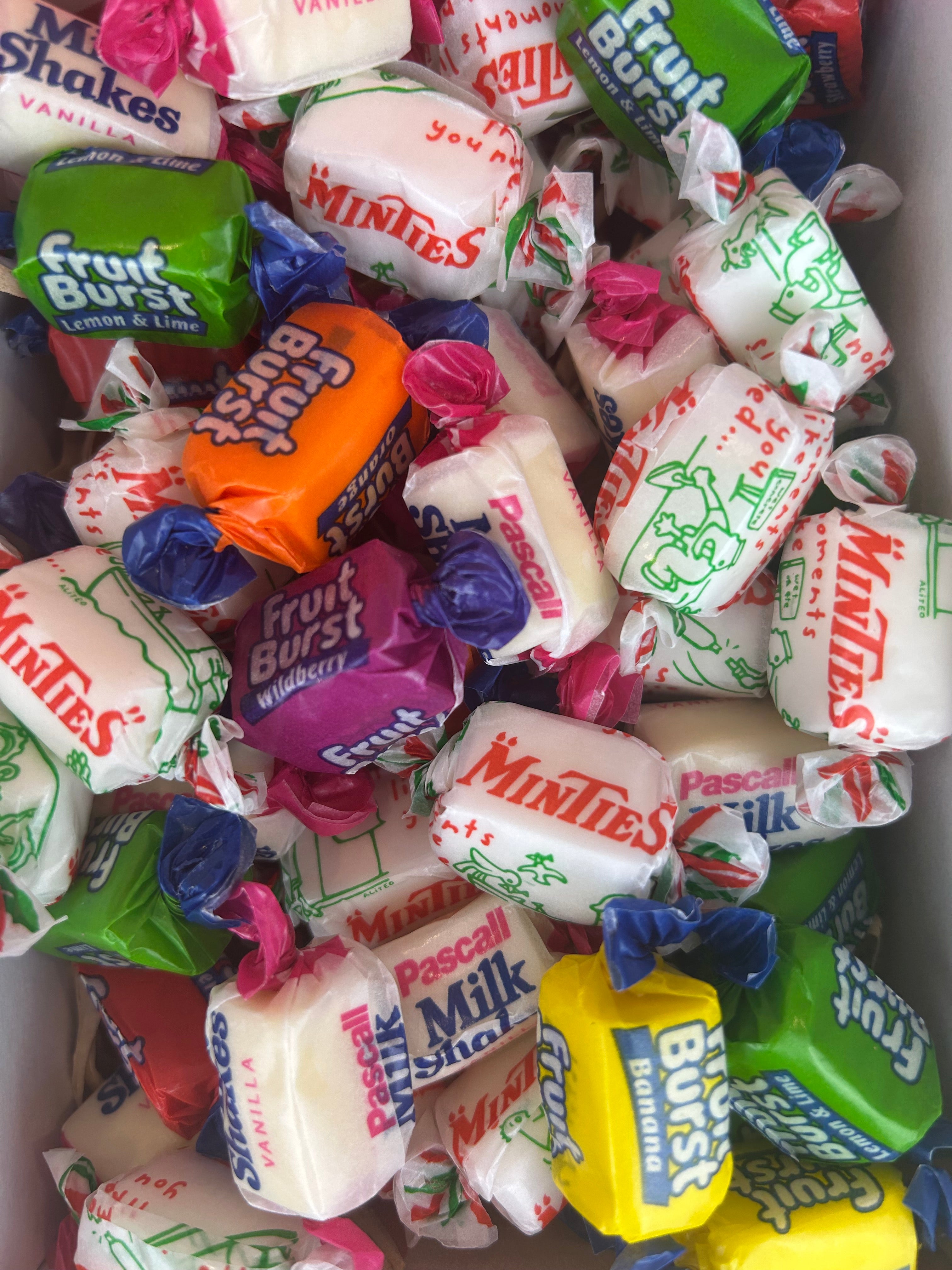 Enjoy a playful mix of soft, chewy lollies with our Mixed Chewy Lolly Scramble, made in New Zealand. Perfect for gift boxes, parties, or sharing as a fun, tasty treat.