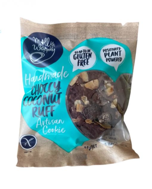 Indulge in a plant-based, coconut chocolate rough cookie by Molly Woppy, made in New Zealand. Perfect for vegan gifting, snack time, or adding a delicious, cruelty-free treat to a gift box or self-care moment.