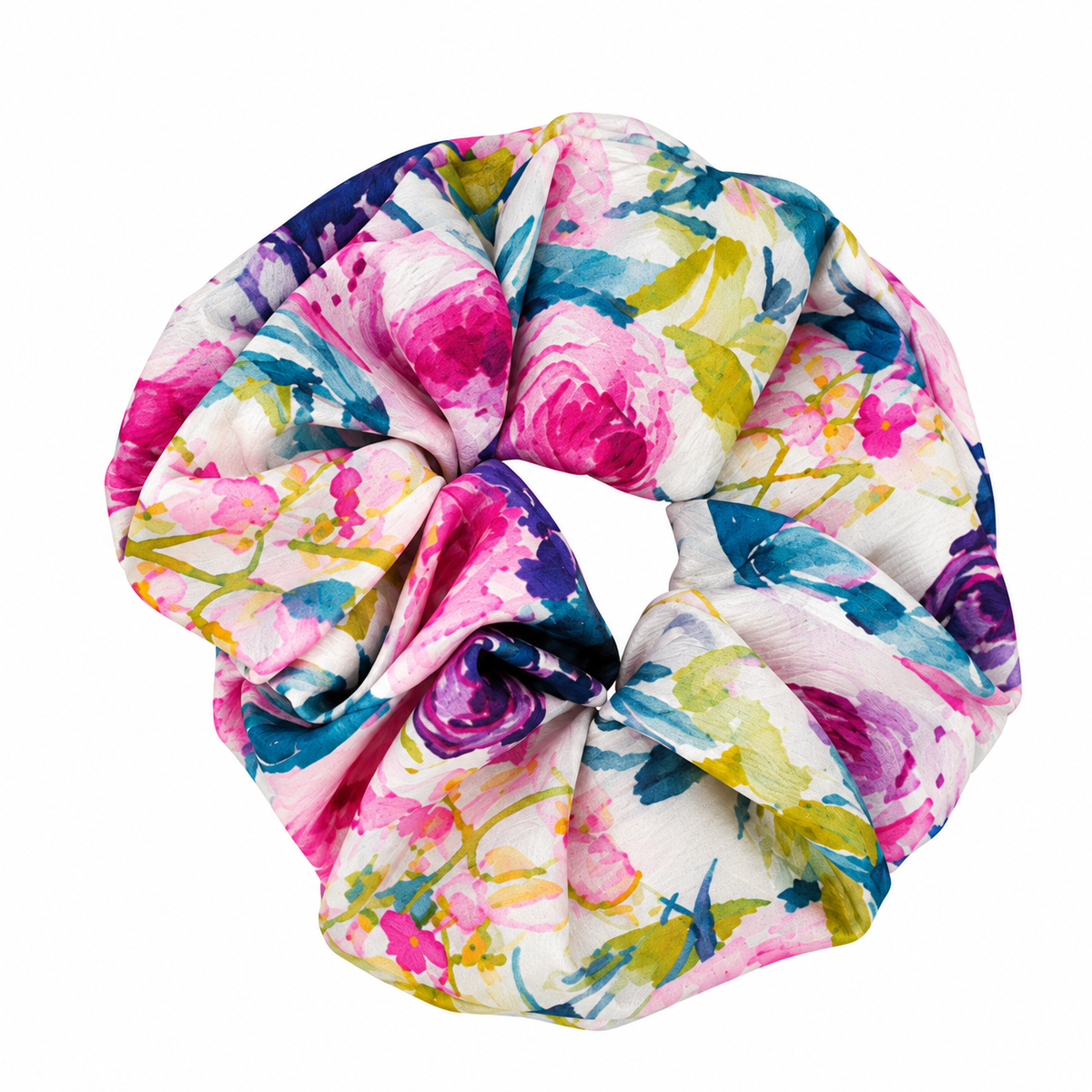 Bluhen Peonie Rose Microfiber Scrunchie with pink floral print