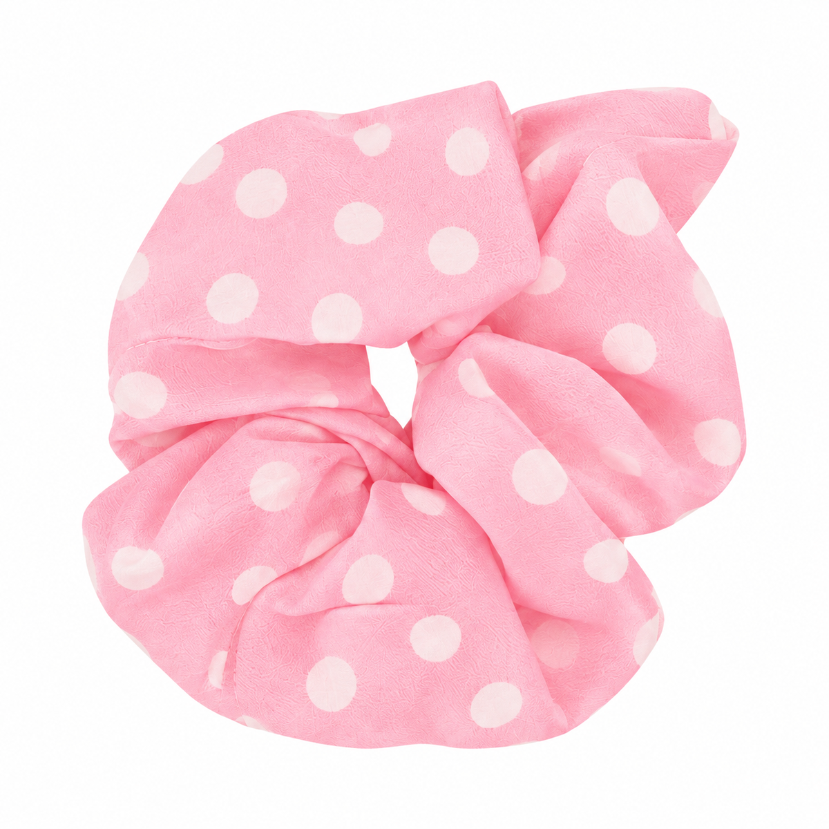 Bluhen Pink Polka Dot Microfiber Scrunchie with white spots