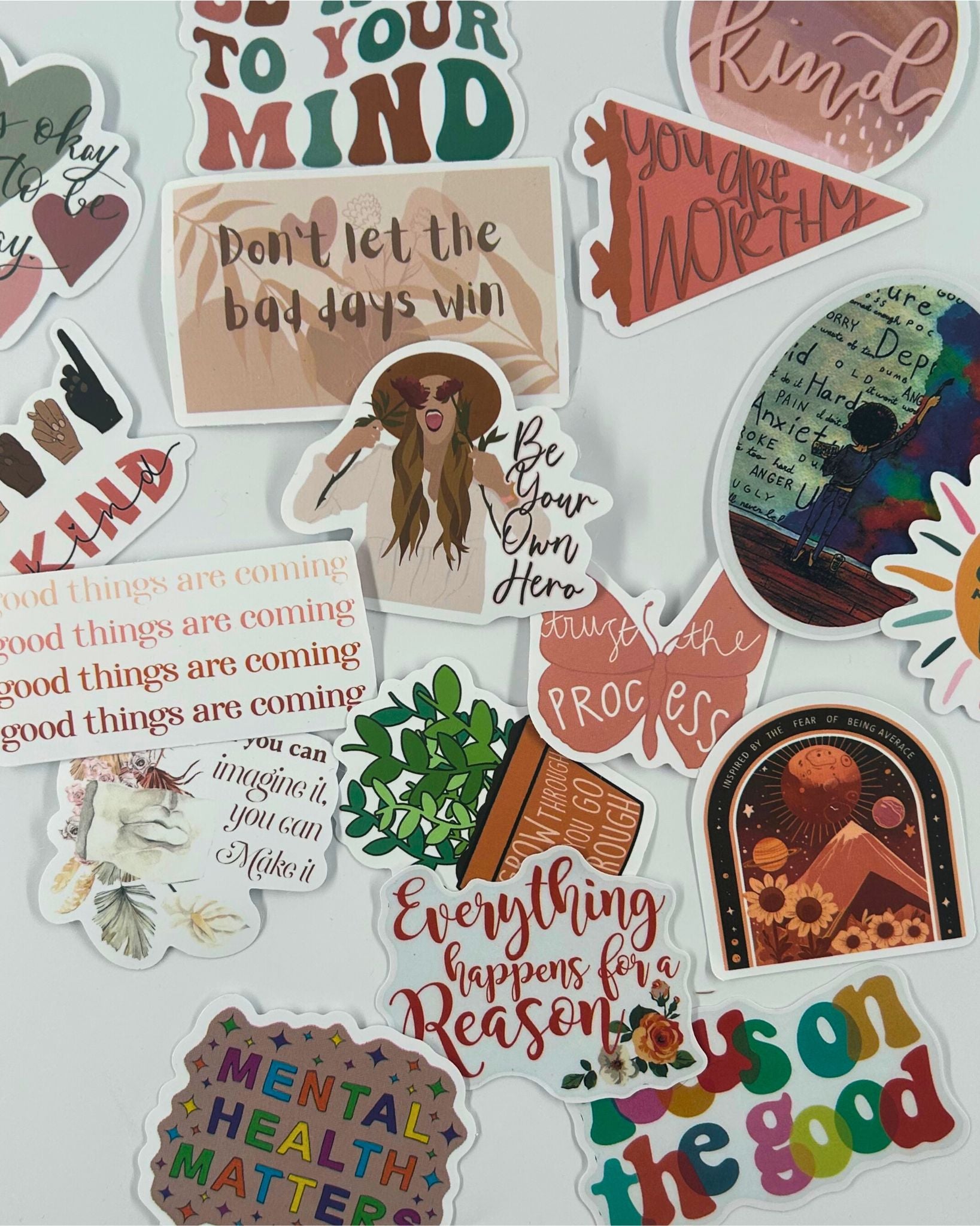 Boost daily wellbeing with positive affirmation stickers featuring uplifting quotes for motivation, mindfulness, and self-belief. A thoughtful add-on for self-care gift boxes, journals, laptops, and water bottles. Perfect wellbeing gift in New Zealand for teens, adults, or anyone who loves positivity.