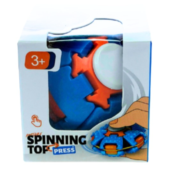 Ready, set, SPIN! Just press down and watch this clever little top whirl into action — no batteries, cords or winding required.