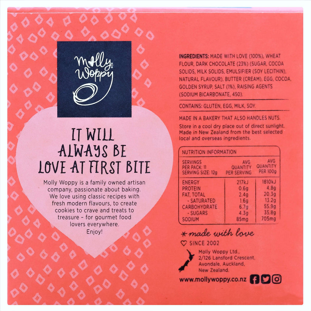 Chocolate Gift NZ Salted Chocolate Cookie Bites by Molly Woppy, featuring sweetness and saltiness in a 130g package.