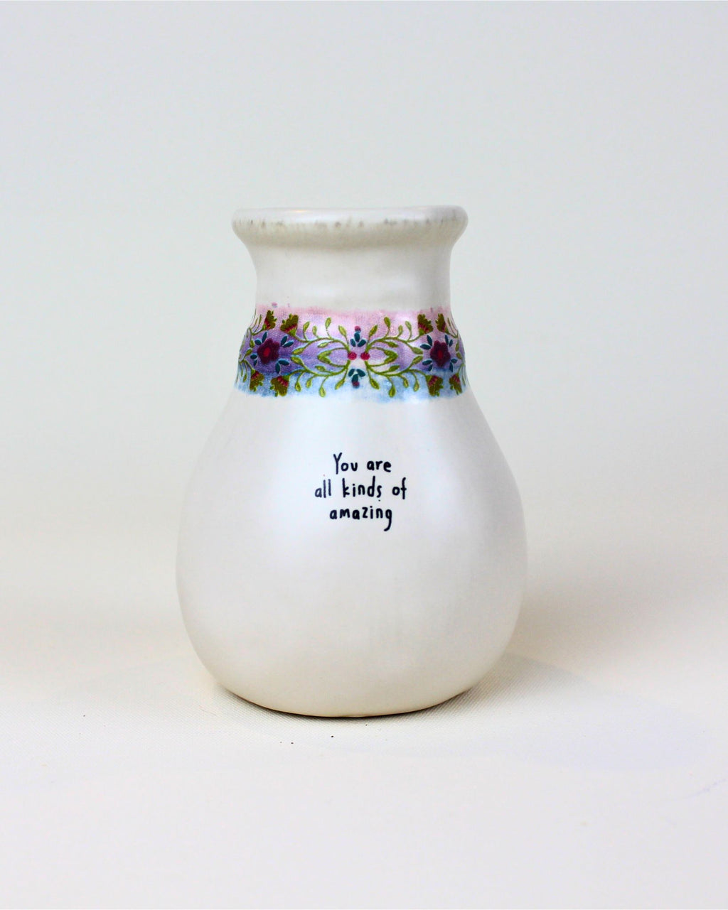 “Positive message bud vase with ‘You Are All Kinds of Amazing’ — mini wellbeing gift.”