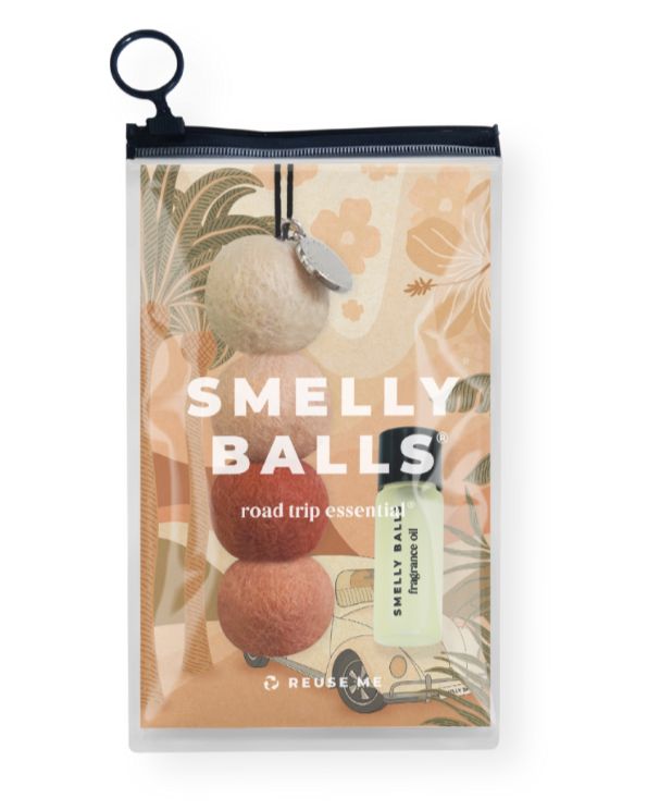 Limited Edition Smelly Balls reusable car freshener in Sunbream fragrance – a bright, uplifting scent. Perfect for quirky gift boxes, eco-friendly hampers, and thoughtful wellbeing gifts NZ. Adds a fun, fresh aroma to any vehicle.