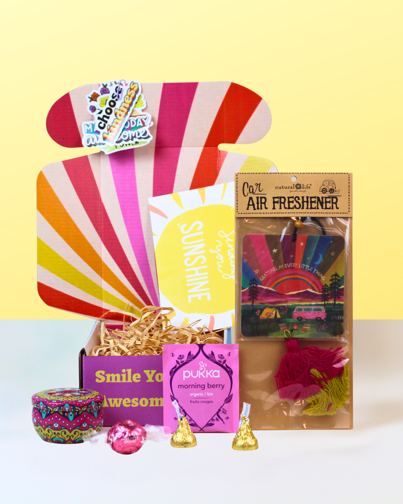 Sweet Little Moments gift box with Herb & Spice Fine Foods Coconut Ice, Brownie Bite, Mandala Candle, chocolates and personalised gift card from A Box-Full.