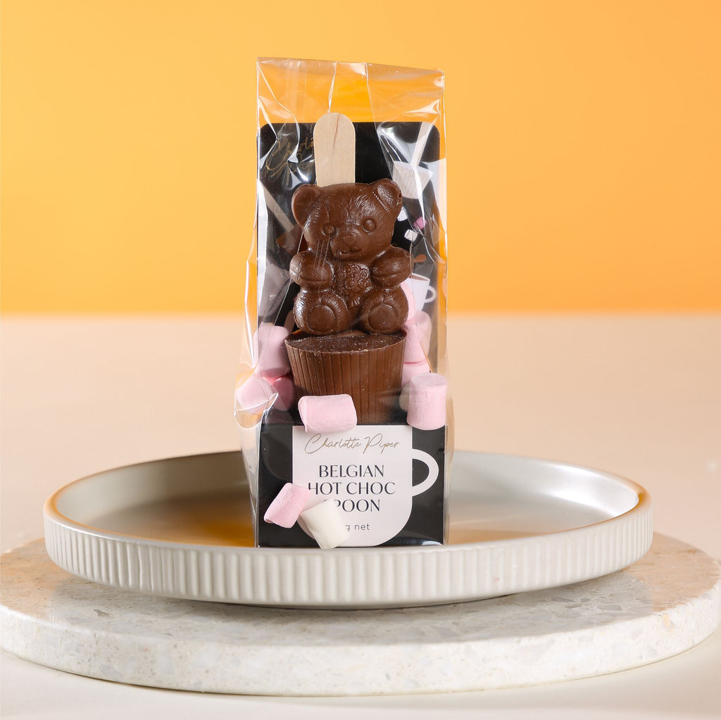 Enjoy a cozy, indulgent drink with the Teddy Bear Hot Chocolate Spoon, made in New Zealand with premium chocolate. Perfect for gifting, festive treats, or adding a playful, delicious touch to any hot chocolate moment.