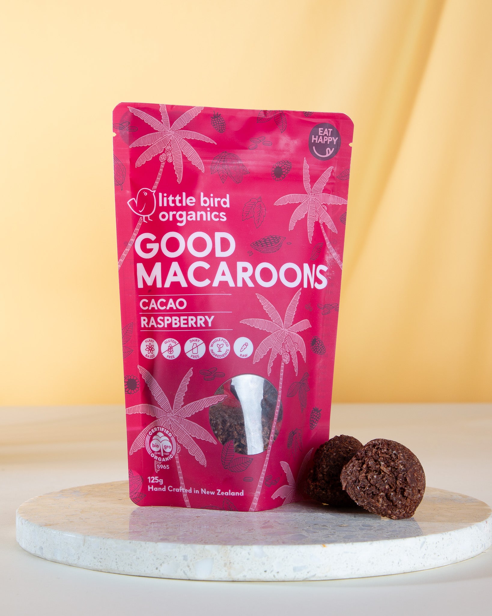 The Good Macaroons Cocoa & Raspberry Macaroons are vegan, gluten-free, and handmade, combining rich cocoa with sweet raspberry for a deliciously indulgent treat, perfect for gifting or enjoying yourself.