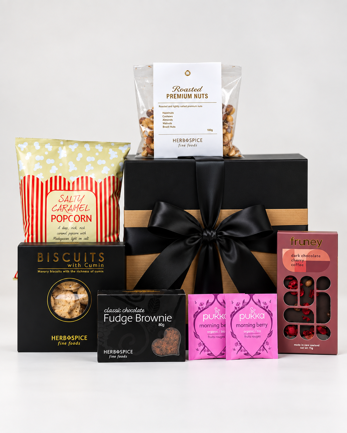 The Housewarming Nibbles Box by A Box-Full, a $55 gourmet housewarming and real estate settlement gift box with premium sweet and savoury treats, personalised card and ribbon.