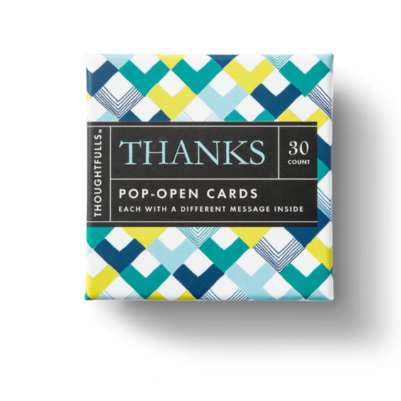 ThoughtFulls Thanks pop-open cards featuring 30 inspirational gratitude messages, perfect as a Build Your Own Gift Box add-on or thoughtful appreciation gift in New Zealand.
