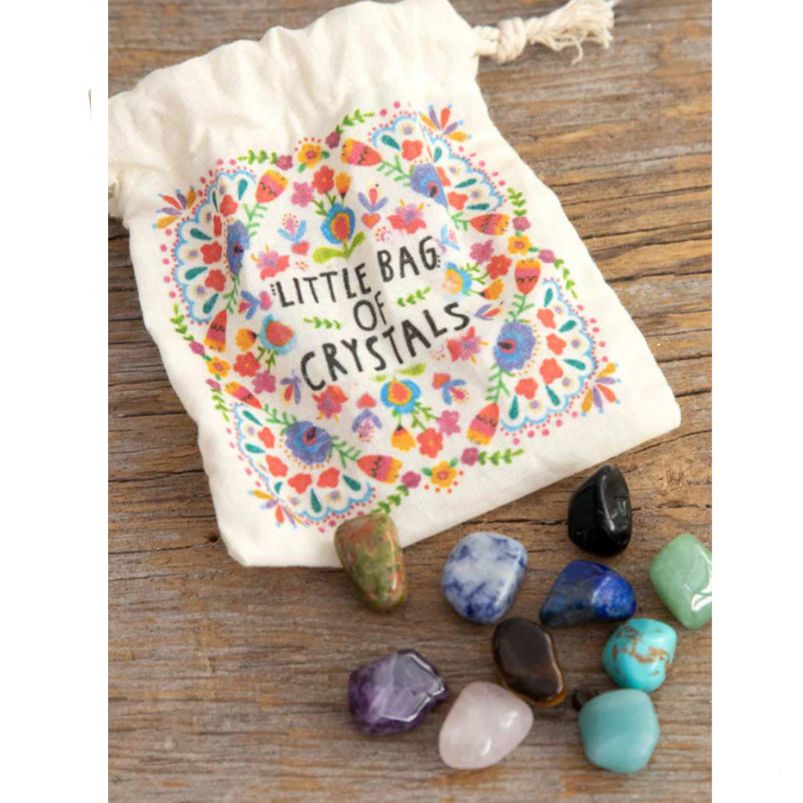 Small bag of unique mixed crystals, assorted stones for positive energy, wellbeing, and NZ gift boxes – a thoughtful and unique keepsake.