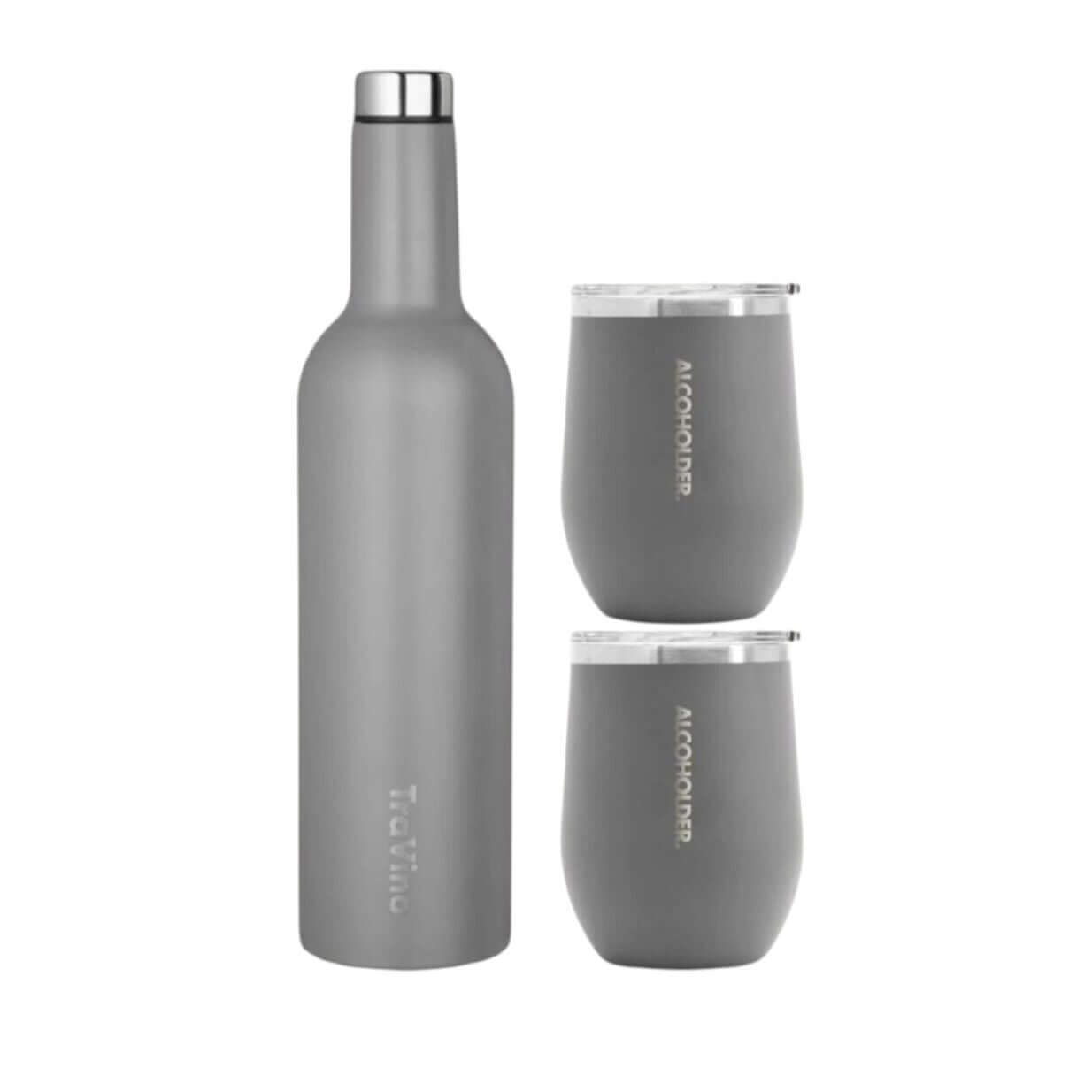 TraVino Insulated Wine Flask NZ 750ml with matching tumblers – stylish stainless steel set perfect for Unique Gifts in NZ