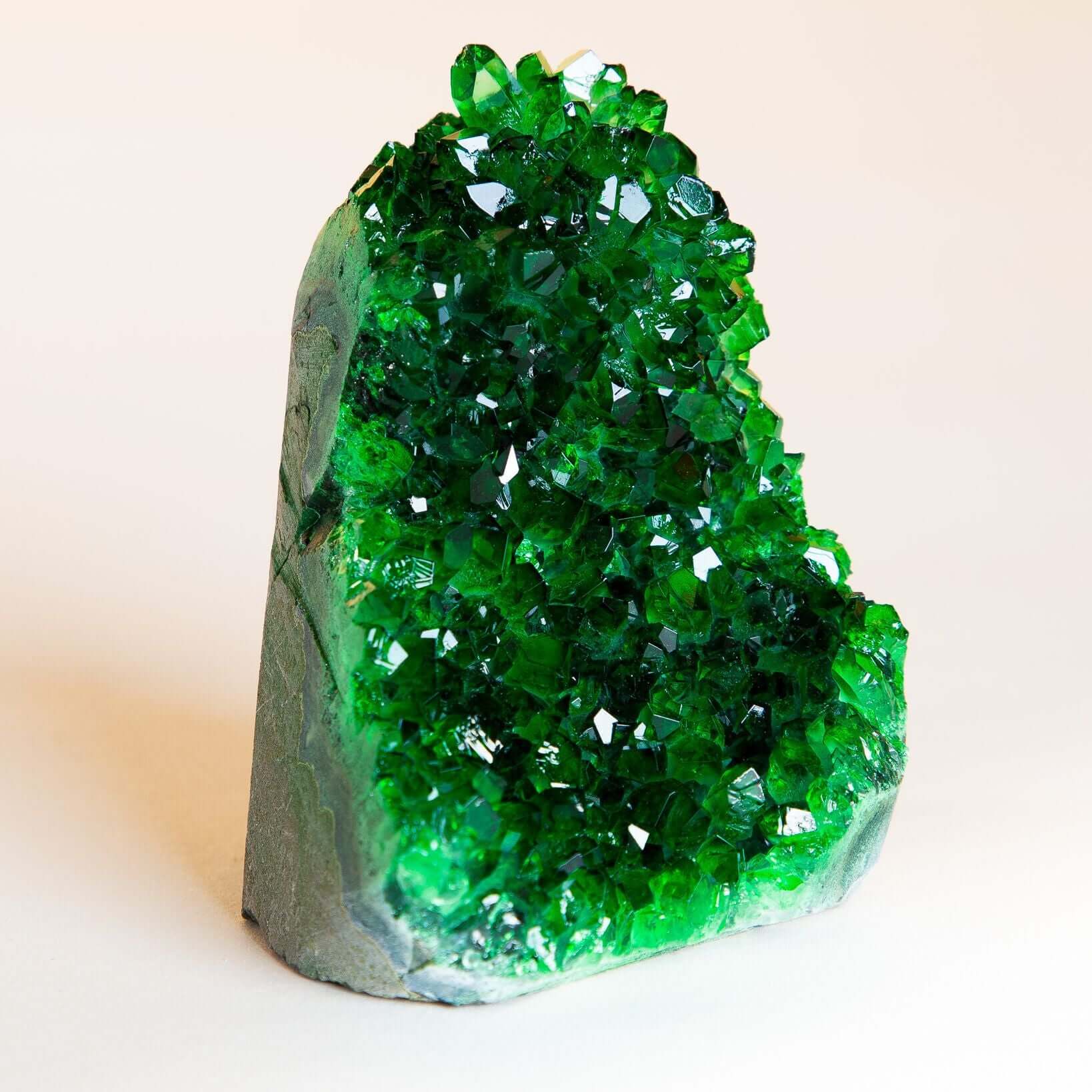 Green geode quartz cluster shown upright, perfect for unique crystal gifts New Zealand.