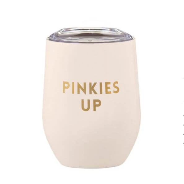 Gifts For Her NZ — “Pinkies Up” wine tumbler: stylish, practical, and spill-proof, perfect for wine lovers; great for unique gift boxes, hampers, or gifting in New Plymouth.