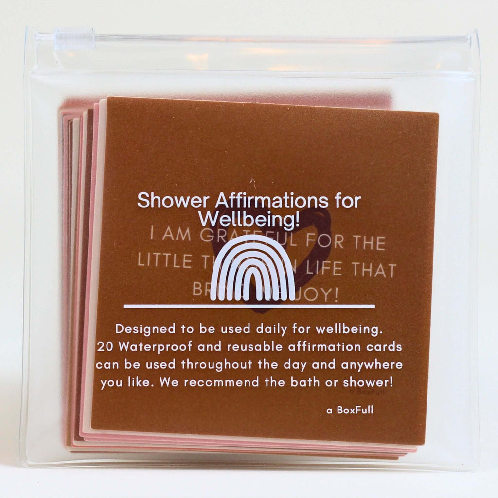 Waterproof Shower Affirmation Cards NZ – inspiring, fun, and one of the best Wellbeing Gifts NZ for daily positivity and mindful self-care.