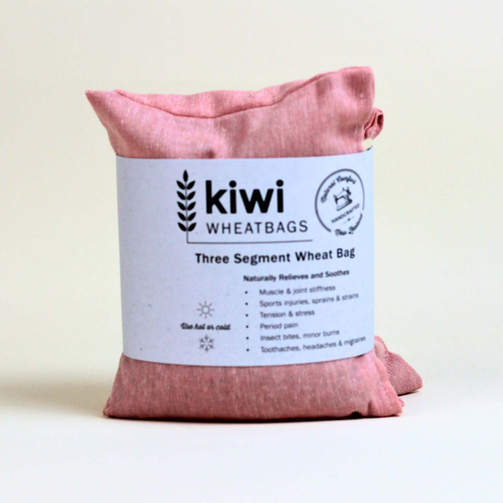 Soft and versatile Handcrafted 3 Segment Wheatbag NZ in Dusty Pink, Daisy, or Blue Plaid – a perfect choice for Wellbeing Gifts NZ that combine warmth and mindful charm.