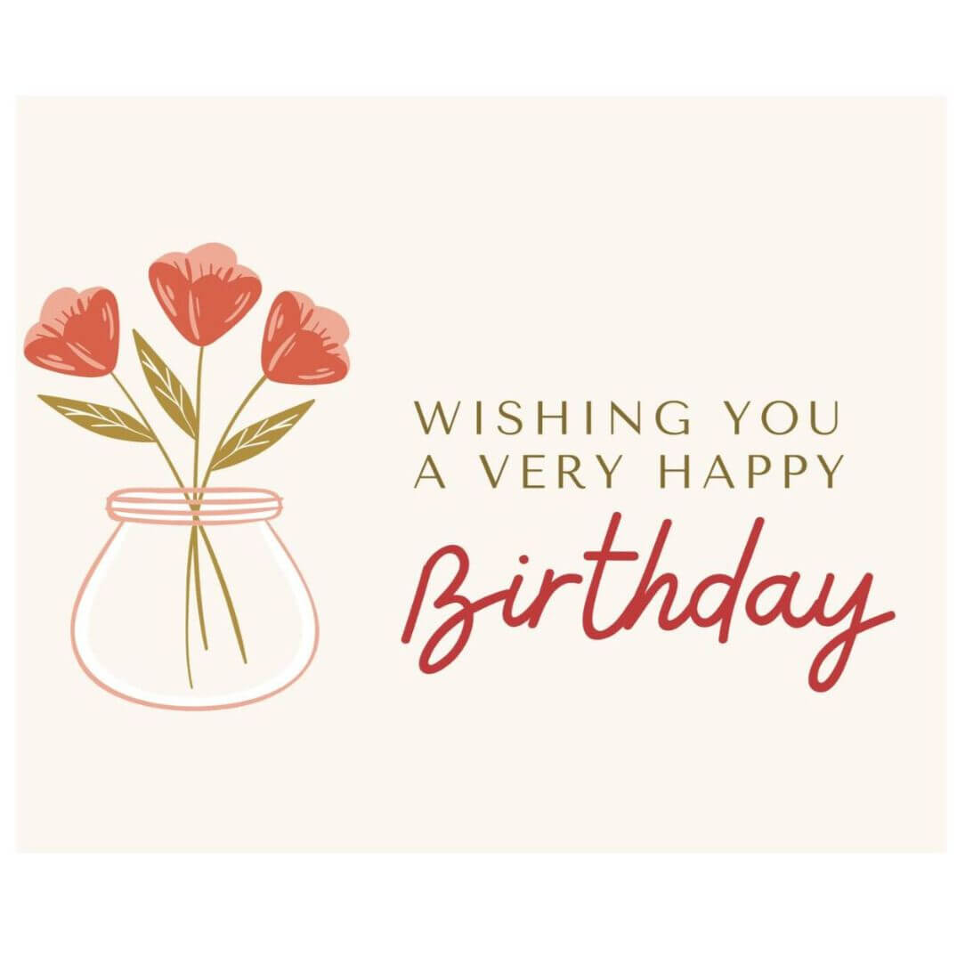 Personalised Gifts NZ birthday card design with flowers wishing a very happy birthday
