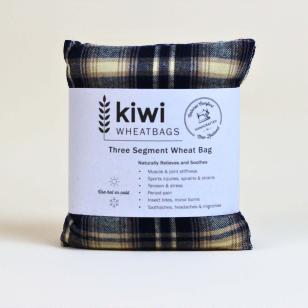 Choose from Dusty Pink, Daisy, or Blue Plaid for the Handcrafted 3 Segment Wheatbag NZ, a charming and practical option among top Wellbeing Gifts NZ for comfort and gifting.