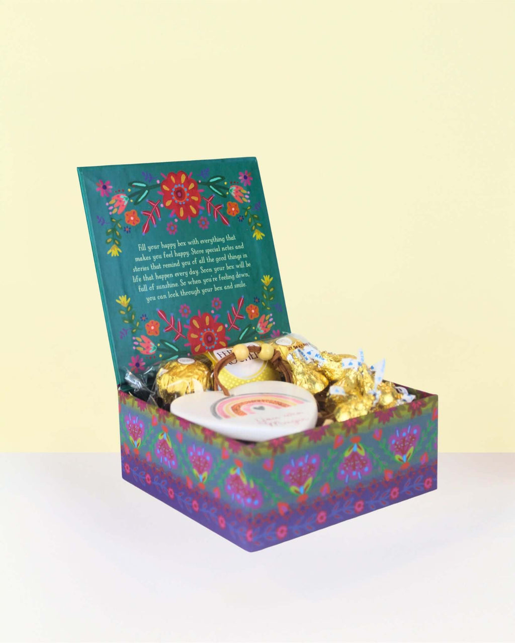 Thoughtful Gift Ideas NZ A Little Box of Magic with ceramic heart keepsake and chocolates for birthdays or Build-a-Box surprises