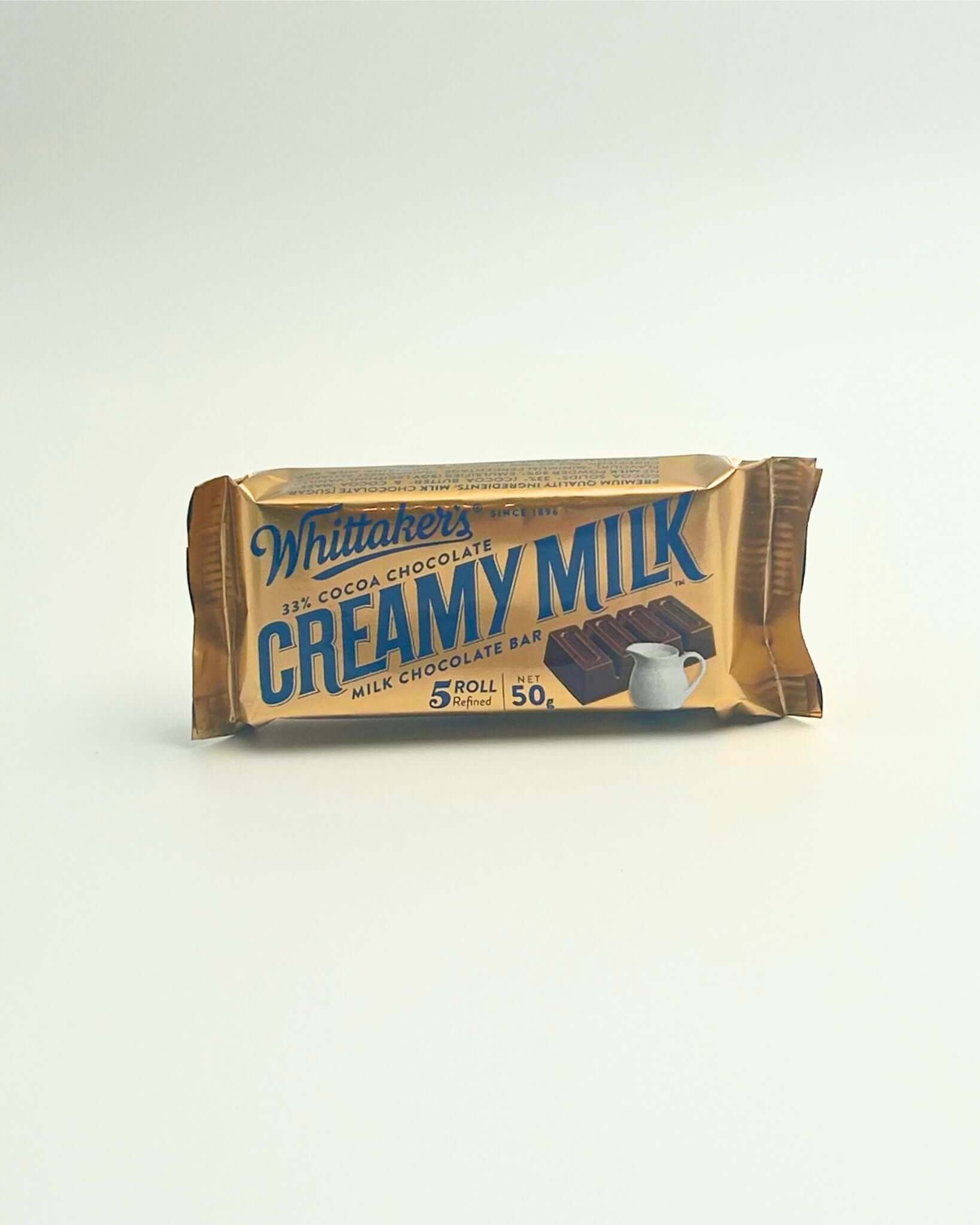 Chocolate Gift NZ — 50g Whittaker’s Creamy Milk Chocolate; smooth, velvety, and perfect for hampers, gift boxes, or thoughtful chocolate gifts across New Zealand.