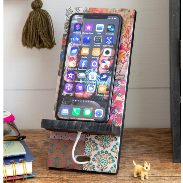 Wooden Phone Stand | Phone & Recipe Card Holder