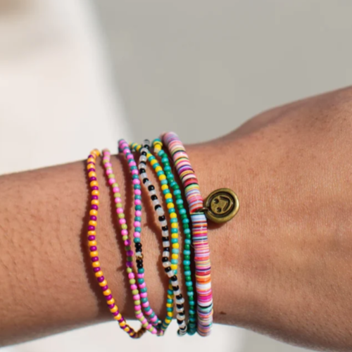 Sequin Disc Charm Bracelet - Smiley