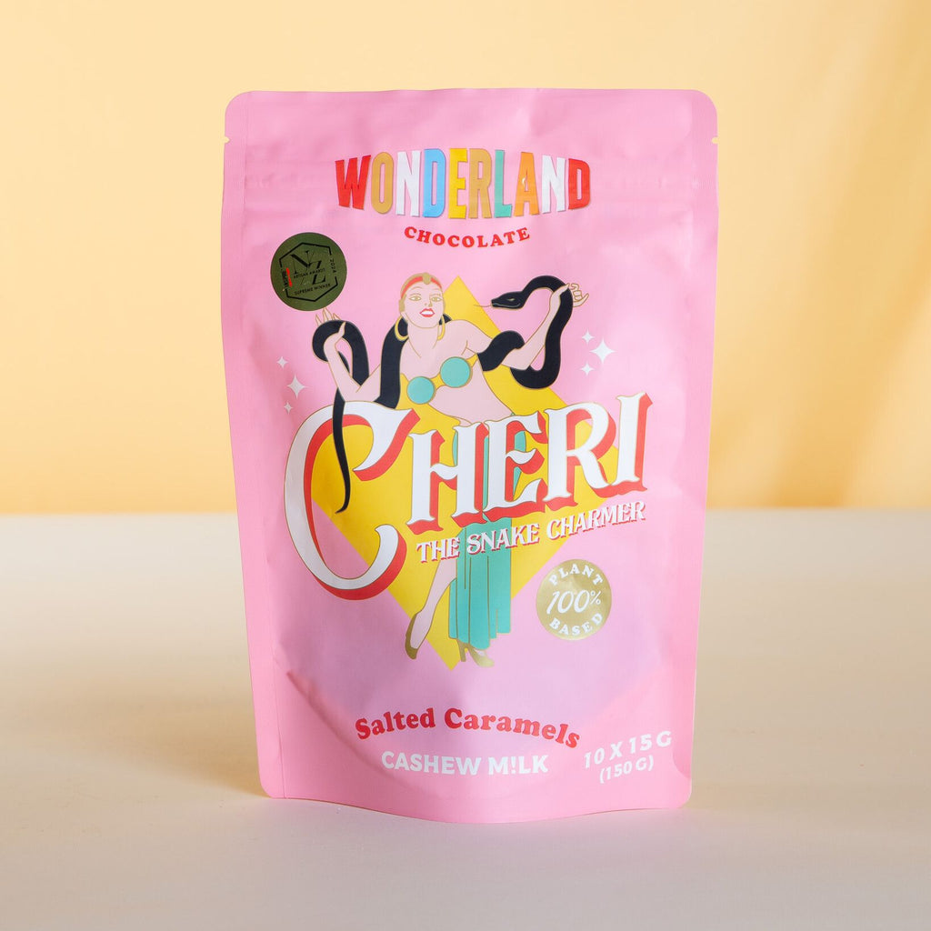 Chewy salted caramel chocolate chews from Wonderland Chocolate, rich and delicious NZ sweets – perfect for gift boxes, birthdays, and caramel lovers.