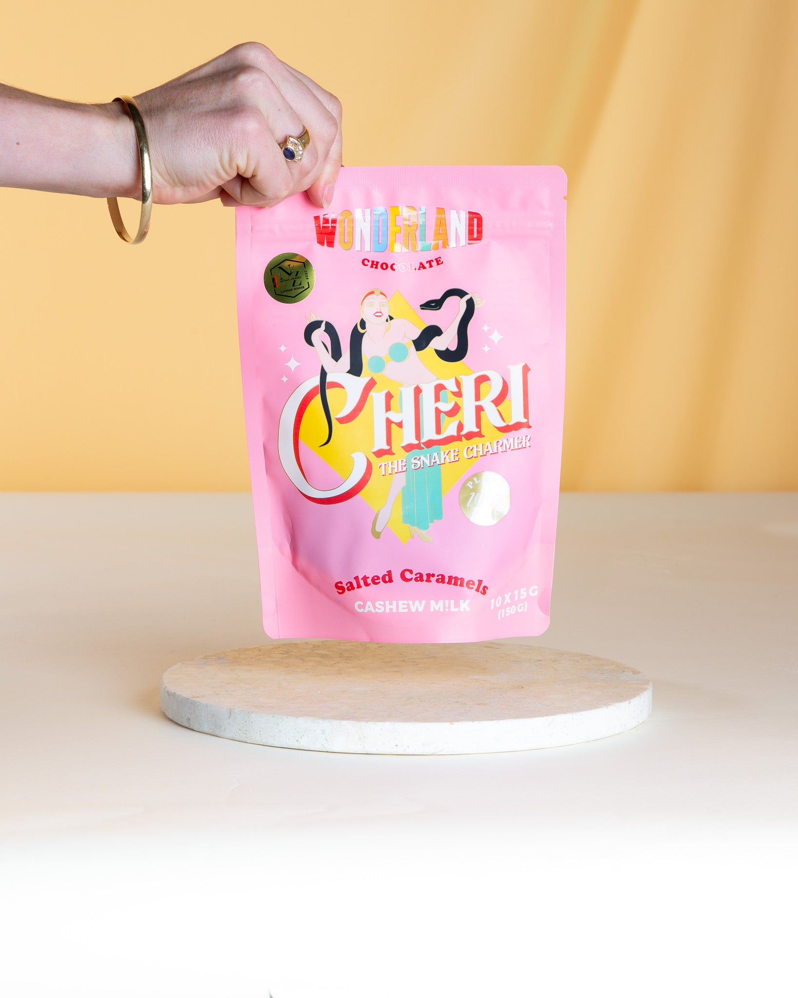 These vegan chocolate chews by Wonderland offer a luxurious salted caramel taste, crafted for indulgence, gifting, or adding to sweet boxes and hampers.