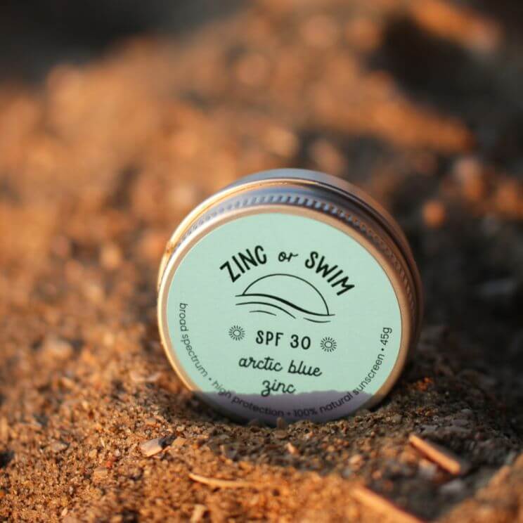 Zinc or Swim SPF 30 – natural sunscreen in 45g tin, ideal Natural Skincare Gifts NZ for surf, sport, nose, and lips