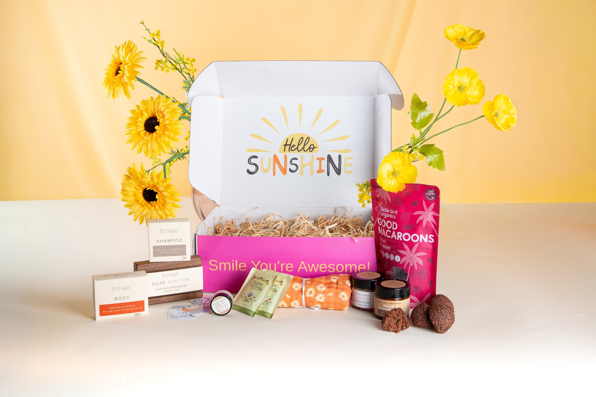 Box-Full of Natural Body Love NZ – thoughtful gift box with natural wellness items and personalised card, ideal for birthdays, thank-yous, or self-care, NZ delivery.
