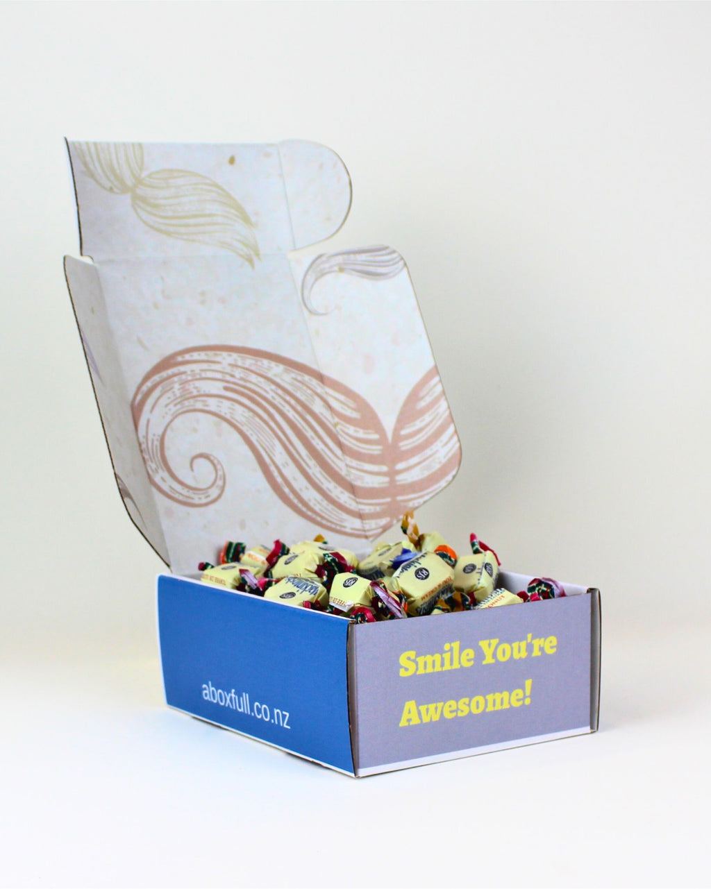 Fun Toffee Gift Box NZ – 500g of Mackintosh’s Deluxe Toffees in a playful moustache-themed box, with personalised card and NZ-wide delivery.
